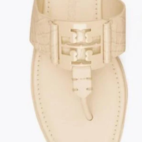 Tory Burch CROC EMBOSSED Georgia Sandal New Cream MANY SIZES - Picture 8 of 8